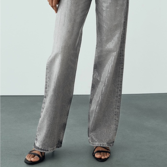 BNWT Zara Sequin Foil Top and Jean Set edit* the top has sold - Picture 7 of 7